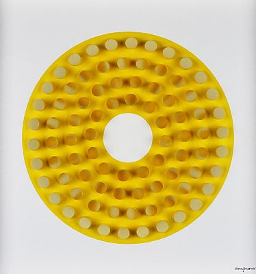 Golden Dowels on Yellow by Peter Monaghan
